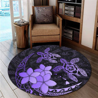 Hawaii Polynesian Turtle Plumeria Round Carpet - Pog Style Purple - AH - Polynesian Pride