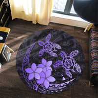 Hawaii Polynesian Turtle Plumeria Round Carpet - Pog Style Purple - AH - Polynesian Pride