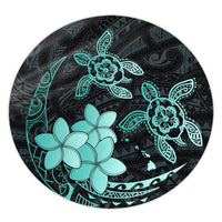 Hawaii Polynesian Turtle Plumeria Round Carpet - Pog Style Turquoise - AH Round Carpet Luxurious Plush - Polynesian Pride