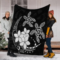 Hawaii Polynesian Turtle Plumeria Premium Blankets - Pog Style White - AH - Polynesian Pride