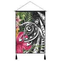 Hawaii Polynesian Turtle Tropical Hibiscus Plumeria Hanging Poster - AH Hanging Poster Cotton And Linen - Polynesian Pride