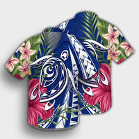 Hawaii Polynesian Turtle Tropical Hibiscus Plumeria Hawaiian Shirt - Blue - AH - Polynesian Pride