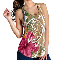 Hawaii Polynesian Turtle Tropical Hibiscus Plumeria Racerback Tank - Gold - AH - Polynesian Pride