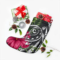 Hawaii Polynesian Turtle Tropical Hibiscus Plumeria Christmas Stocking - Gray - AH - Polynesian Pride