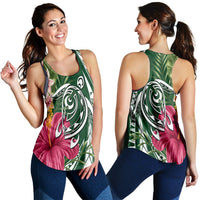 Hawaii Polynesian Turtle Tropical Hibiscus Plumeria Racerback Tank - Green - AH Black - Polynesian Pride