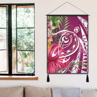 Hawaii Polynesian Turtle Tropical Hibiscus Plumeria Hanging Poster - Pink - AH - Polynesian Pride