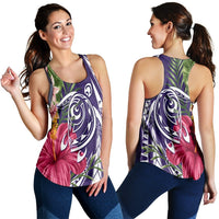 Hawaii Polynesian Turtle Tropical Hibiscus Plumeria Racerback Tank - Purple - AH Black - Polynesian Pride