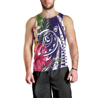Hawaii Polynesian Turtle Tropical Hibiscus Plumeria Tank Top - Purple - AH Black - Polynesian Pride