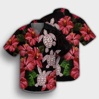 Hawaii Red Hibiscus Turtle Hawaiian Shirt - AH - Ray Style - Polynesian Pride