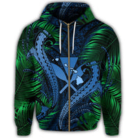 Hawaii Shark Polynesian Tropical Zip Hoodie Pastel - Polynesian Pride