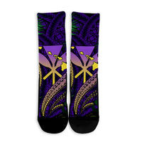 Hawaii Shark Polynesian Tropical Crew Socks - Purple - AH - Polynesian Pride