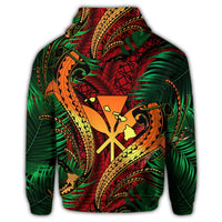 Hawaii Shark Polynesian Tropical Zip Hoodie Red - Polynesian Pride
