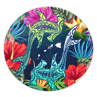 Hawaii Shark Tropical Color Round Carpet - AH Round Carpet Luxurious Plush - Polynesian Pride