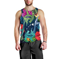 Hawaii Shark Tropical Color Tank Top - AH Black - Polynesian Pride