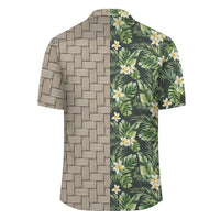 Hawaii Summer Plumerias Flowers Palm Tree Monstera Leaves Lauhala Moiety Hawaiian Shirt - Polynesian Pride