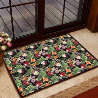 Hawaii Tropical Flowers Watercolor. Hawaii Door Mat Door Mat Black - Polynesian Pride