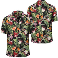 Hawaii Tropical Flowers Watercolor Hawaiian Shirt Unisex Black - Polynesian Pride