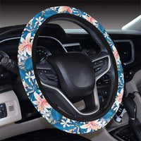Hawaii Tropical Hibiscus Blue Hawaii Universal Steering Wheel Cover with Elastic Edge - Polynesian Pride