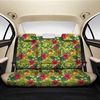 Hawaii Tropical Leaves And Flowers Back Seat Cover One Size Black Back Car Seat Covers - Polynesian Pride