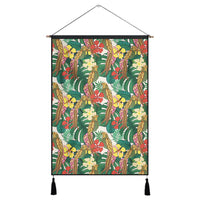 Hawaii Tropical Leaves Flowers And Birds Floral jungle Hanging Poster - AH- Hanging Poster 43 x 65 cm Cotton And Linen - Polynesian Pride