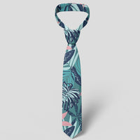 Hawaii Tropical Monstera Leaf Blue Necktie - Polynesian Pride
