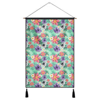 Hawaii Tropical flower, blossom cluster seamless pattern Tropical Flowers Palm Leaves Plant And Leaf Hanging Poster - AH- Hanging Poster 43 x 65 cm Cotton And Linen - Polynesian Pride