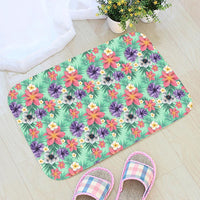 Hawaii Tropical flower, blossom cluster seamless pattern Tropical Flowers Palm Leaves Plant And Leaf Hawaii Door Mat - Polynesian Pride