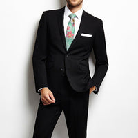 Hawaii Tropical flower, blossom cluster seamless pattern Tropical Flowers Palm Leaves Plant And Leaf Necktie One Size Black Necktie - Polynesian Pride