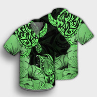 Hawaii Turtle Hawaiian Shirt Polynesian Hibiscus Art Green - AH - Polynesian Pride