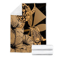 Hawaii Turtle Premium Blankets Polynesian Hibiscus Art Ver 2.0 Gold - AH - Polynesian Pride