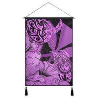 Hawaii Turtle Hanging Poster Polynesian Hibiscus Art Ver 2.0 Pink - AH Hanging Poster Cotton And Linen - Polynesian Pride