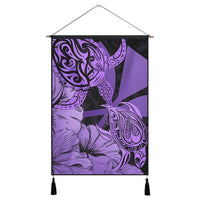 Hawaii Turtle Hanging Poster Polynesian Hibiscus Art Ver 2.0 Violet - AH Hanging Poster Cotton And Linen - Polynesian Pride