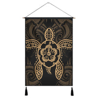 Hawaii Turtle Fixed Gold Hanging Poster AH Hanging Poster Cotton And Linen - Polynesian Pride