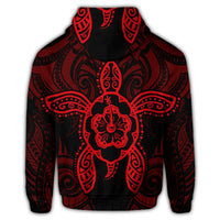 Hawaii Turtle Fixed Red Zip Hoodie - Polynesian Pride
