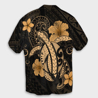 Hawaii Turtle Flower Polynesian Hawaiian Shirt - Gold - AH - Polynesian Pride