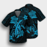Hawaii Turtle Flower Polynesian Hawaiian Shirt - Turquoise - AH - Polynesian Pride
