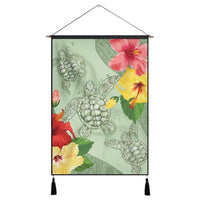 Hawaii Turtle Hibiscus Hanging Poster - Tink Style - AH Hanging Poster Cotton And Linen - Polynesian Pride