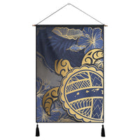 Hawaii Turtle Hibiscus Gold Hanging Poster - Kyn Style - AH Hanging Poster Cotton And Linen - Polynesian Pride
