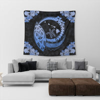 Hawaii Turtle Hibiscus Map Polynesian Tapestry Blue - AH - Polynesian Pride