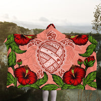 Hawaii Turtle Hibiscus Pink Hooded Blanket - Fide Style - AH - Polynesian Pride