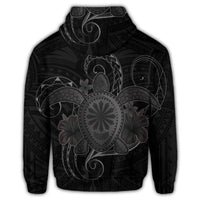 Hawaiian Turtle Hibiscus Polynesian Hoodie Full Style Gray - Polynesian Pride