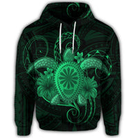 Hawaiian Turtle Hibiscus Polynesian Hoodie Full Style Green - Polynesian Pride