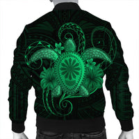 Hawaii Turtle Hibiscus Polynesian Bomber Jacket - Full Style - Green - AH - Polynesian Pride