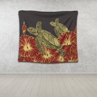 Hawaii Turtle Hibiscus Red Tapestry - AH - Polynesian Pride