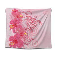Hawaii Turtle Hibiscus Vintage Pink Tapestry - AH Wall Tapestry Black - Polynesian Pride