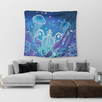 Hawaii Turtle Jellyfish Coral Tapestry Galaxy Tapestry - AH - Polynesian Pride