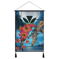 Hawaii Turtle Kanaka Hibiscus Stary Night Hanging Poster - AH Hanging Poster Cotton And Linen - Polynesian Pride