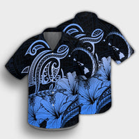 Hawaii Turtle Map Polynesian Hawaiian Shirt Safety Blue - AH - Polynesian Pride