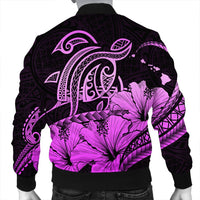 Hawaii Turtle Map Polynesian Bomber Jacket Safety Pink - AH - Polynesian Pride