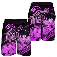 Hawaii Turtle Map Polynesian Men's Shorts Safety Pink - AH - Polynesian Pride